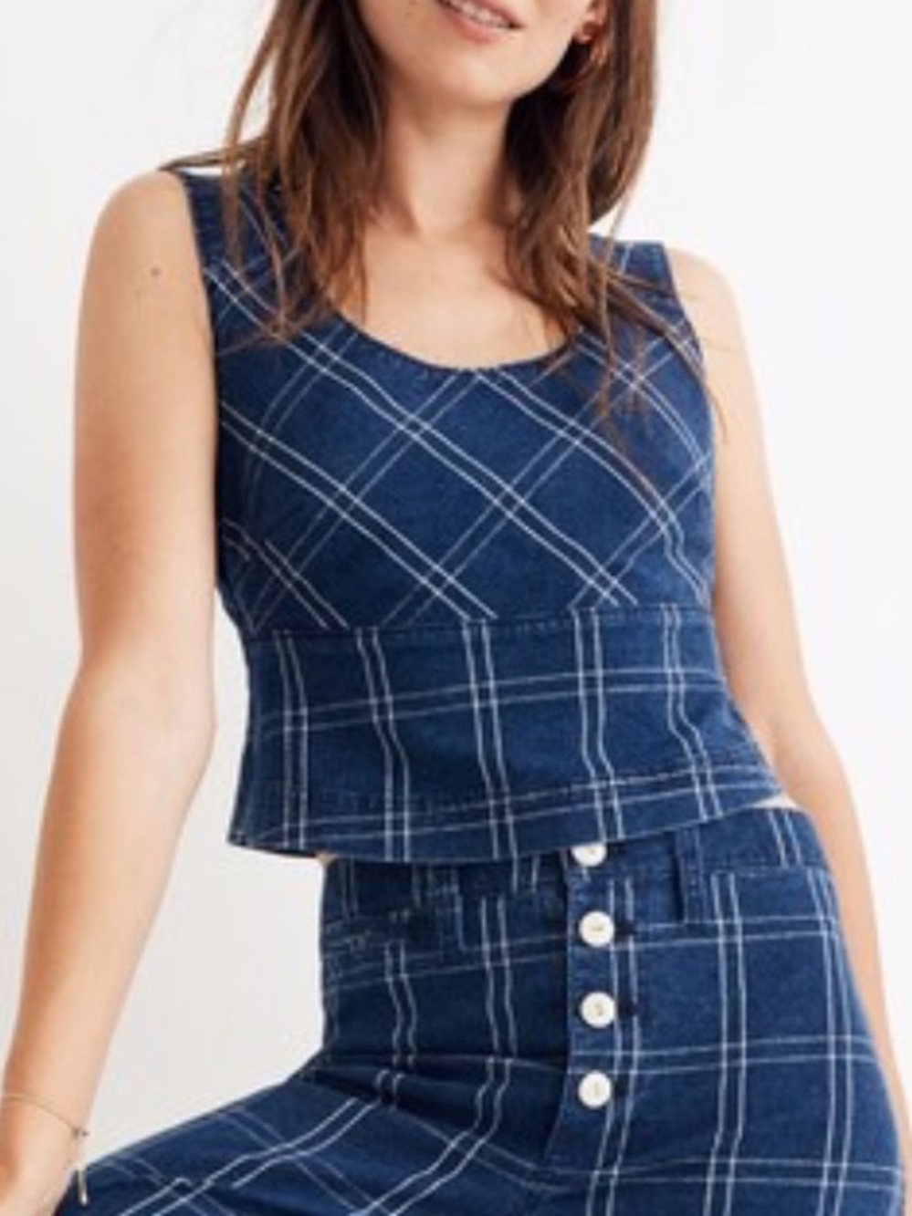 Madewell Indigo Plaid Crop Tank size 2

New with tags!